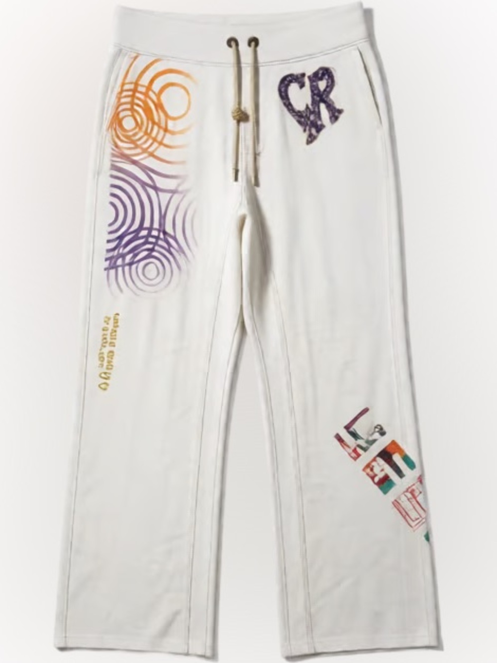 Christian Audigier Bedazzled Pants with Purple & Orange Accents